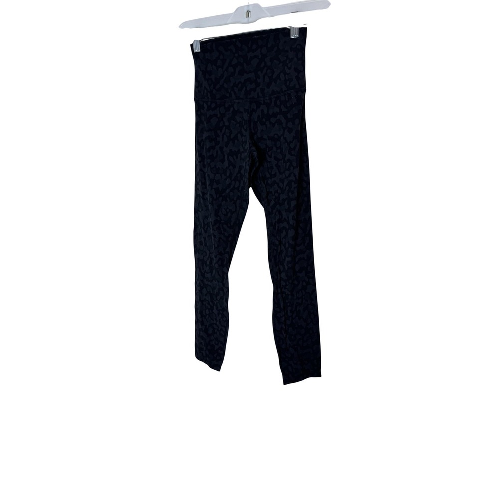 Lululemon Leggings‎ Womens 2 Black Animal Print High Rise Cropped Yoga Athletic